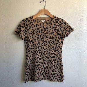 J. Crew cashmere short sleeve in cheetah/leopard